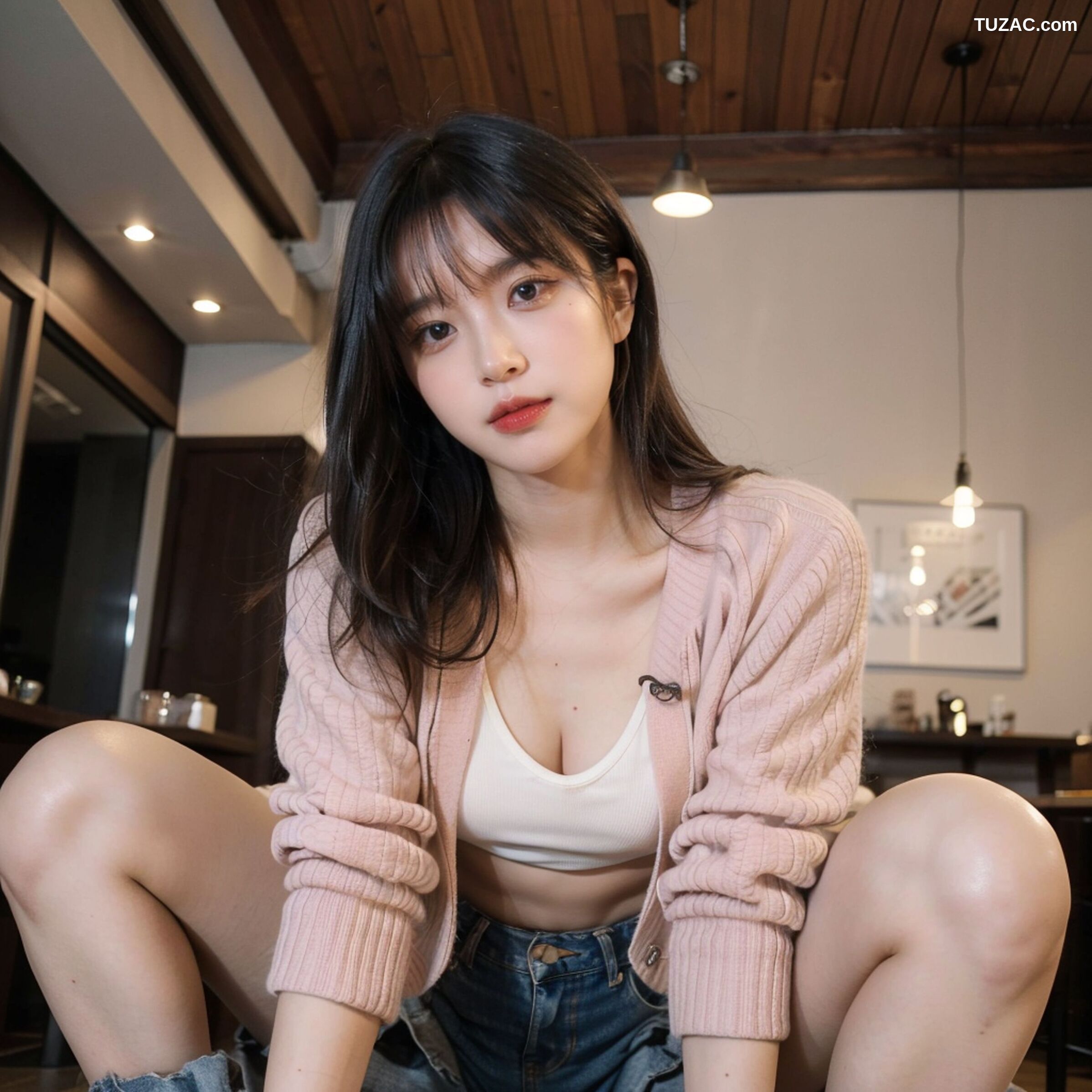 AI美女-拟实-咖啡馆的休闲时光
