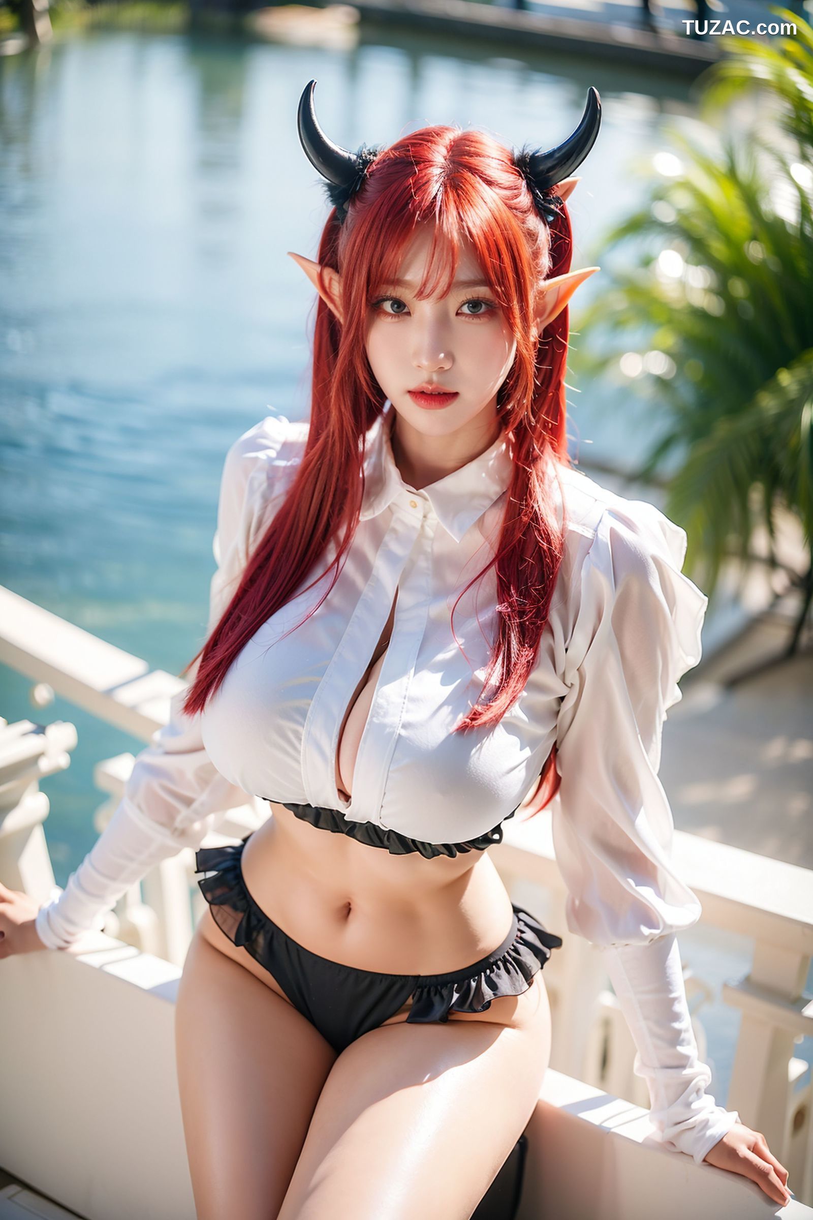 AI美女-拟实-黑丝小恶魔女仆