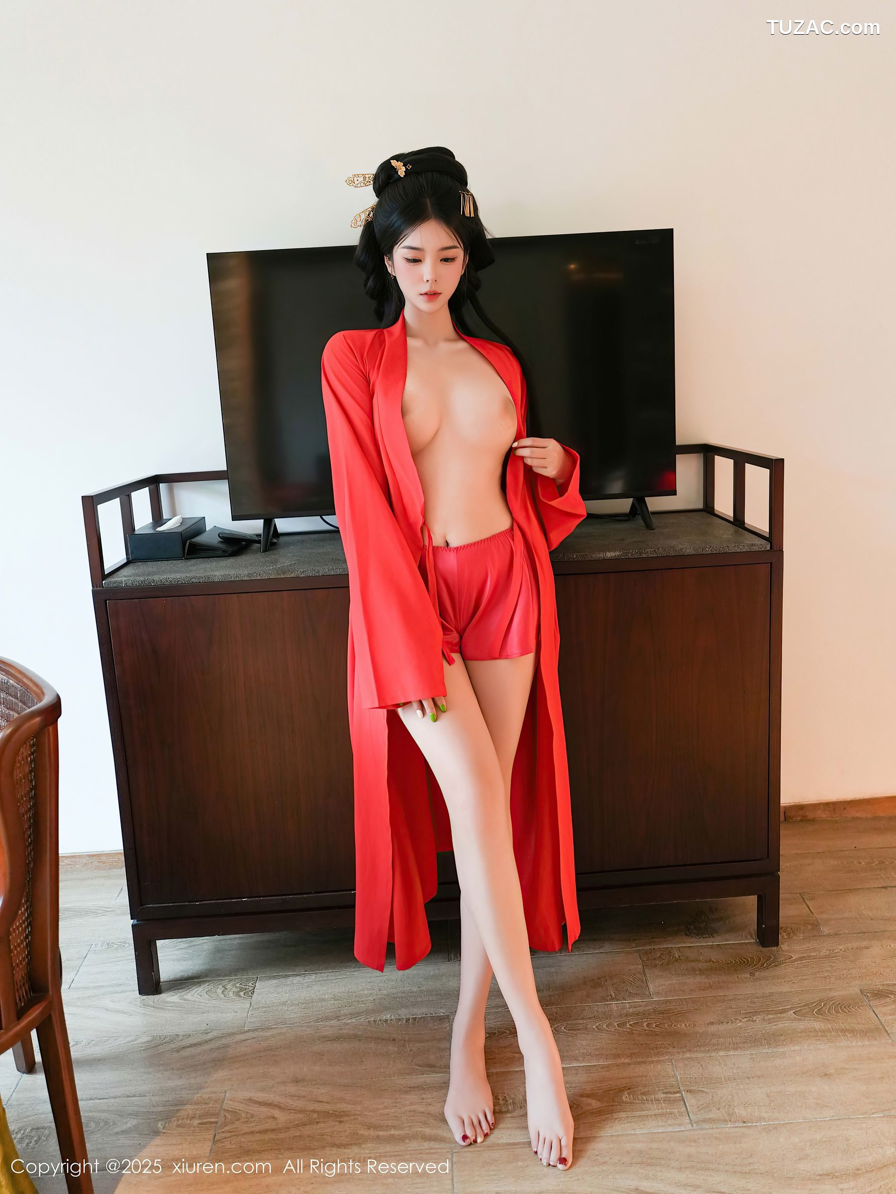 XiuRen秀人网-10126-雪糕CiCi-绿色唐风汉服红色亵衣爆乳-2025.04.09
