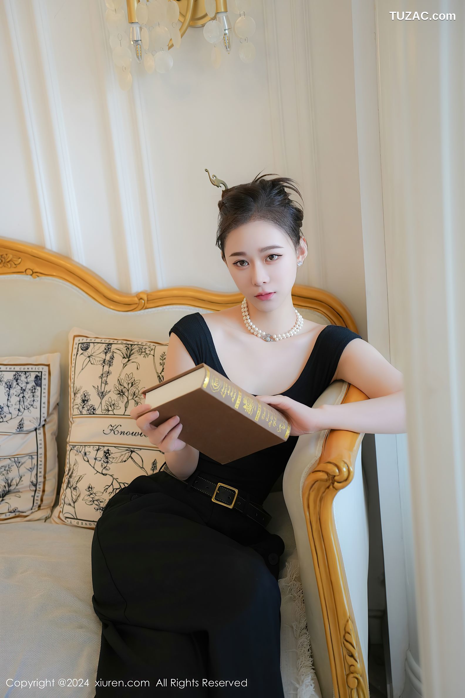 XiuRen秀人网-8955-喵喵JOJO-黑T黑裙白狐情趣内衣爆乳-2024.08.02