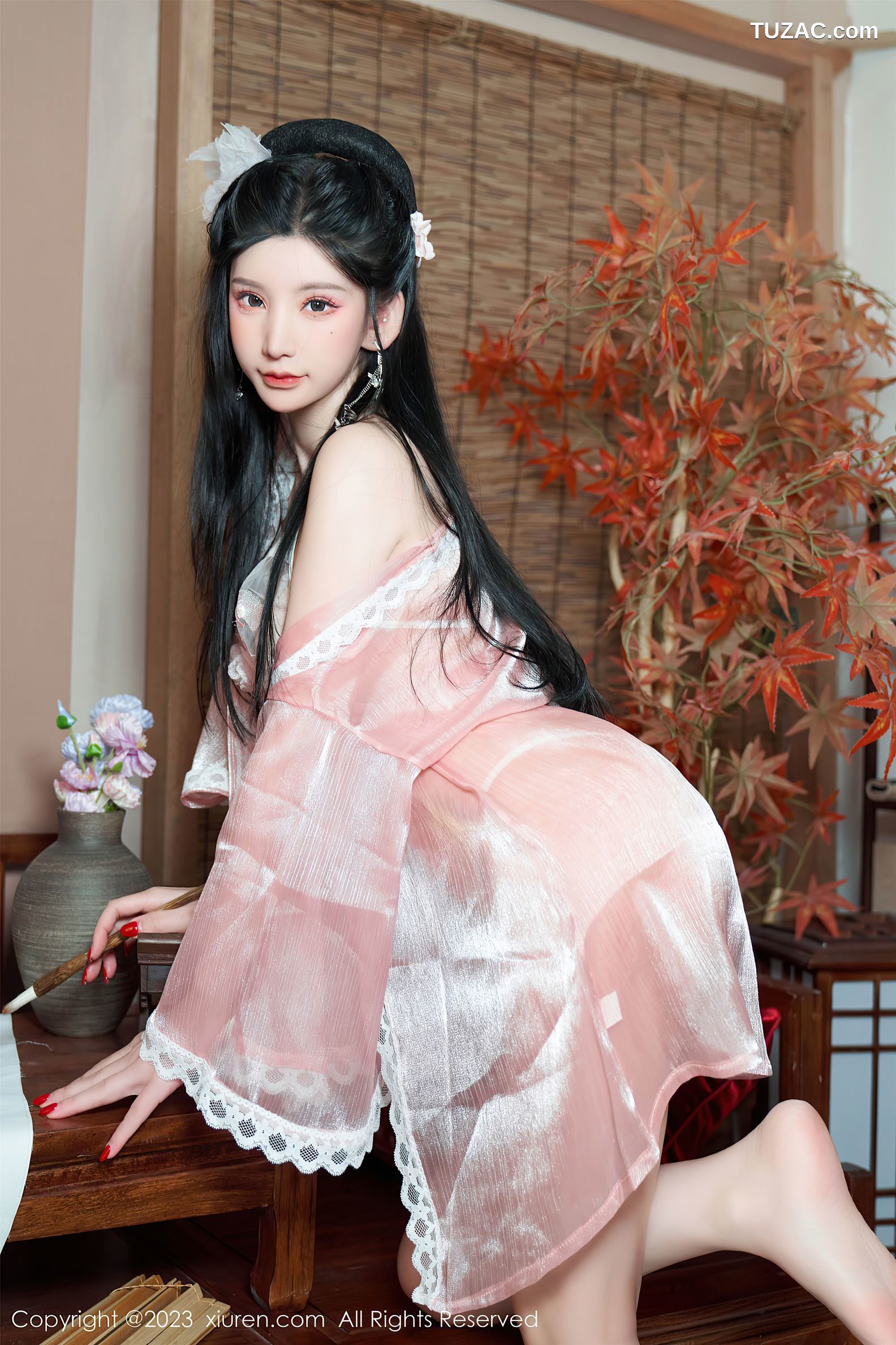 XiuRen秀人网-7257-周于希Sally-粉色古装透视肚兜-2023.08.18