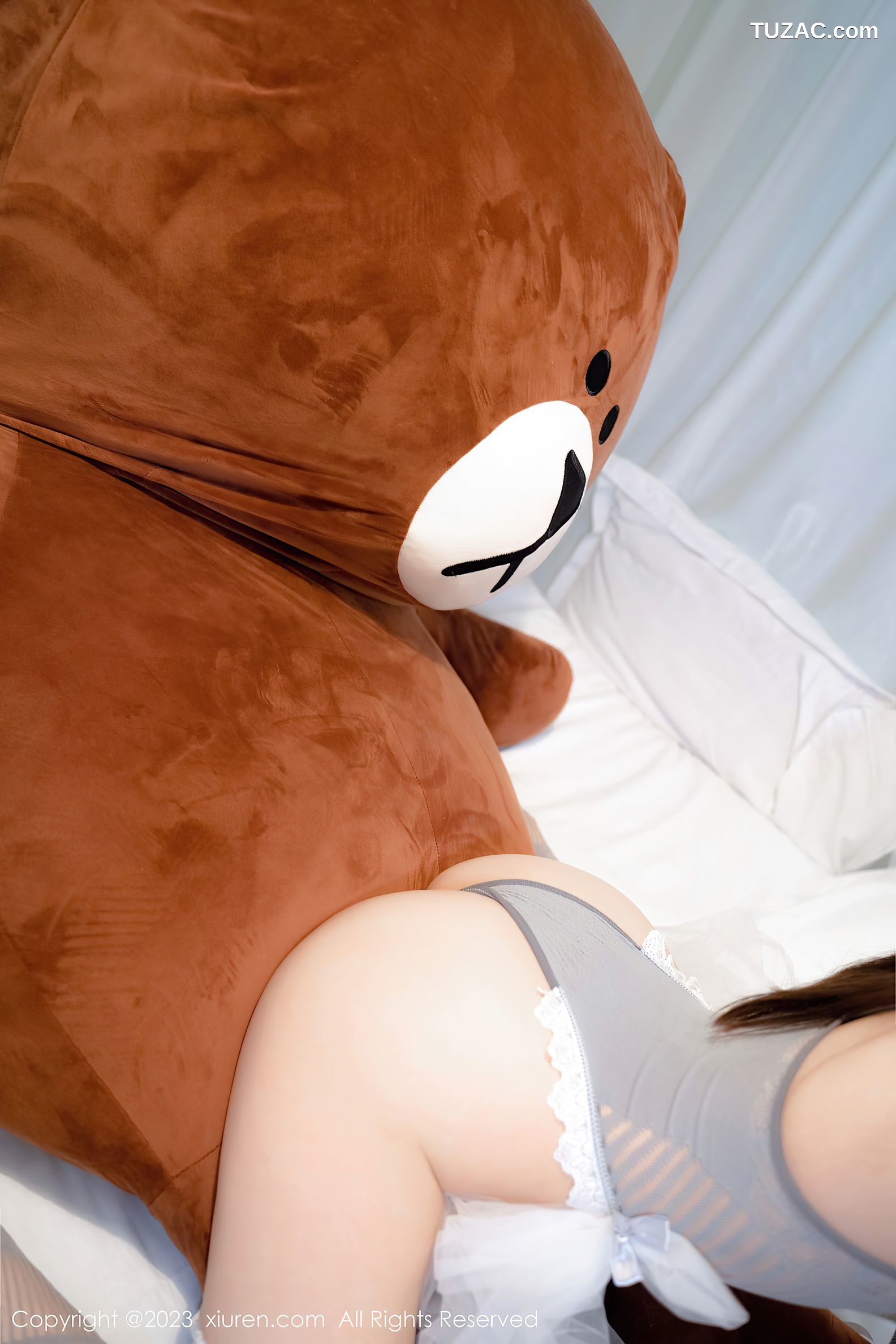 XiuRen秀人网-6109-婠婠么-灰色轻透连体衣灰丝