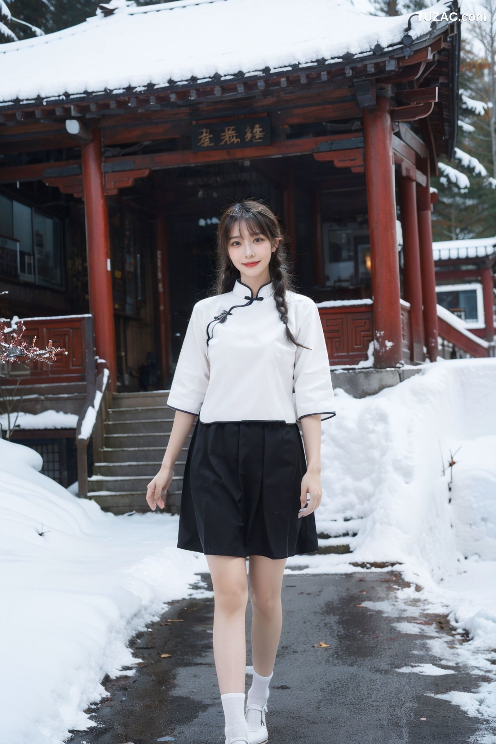 AI美女-拟实-民国风白衣黑裙-纯净版