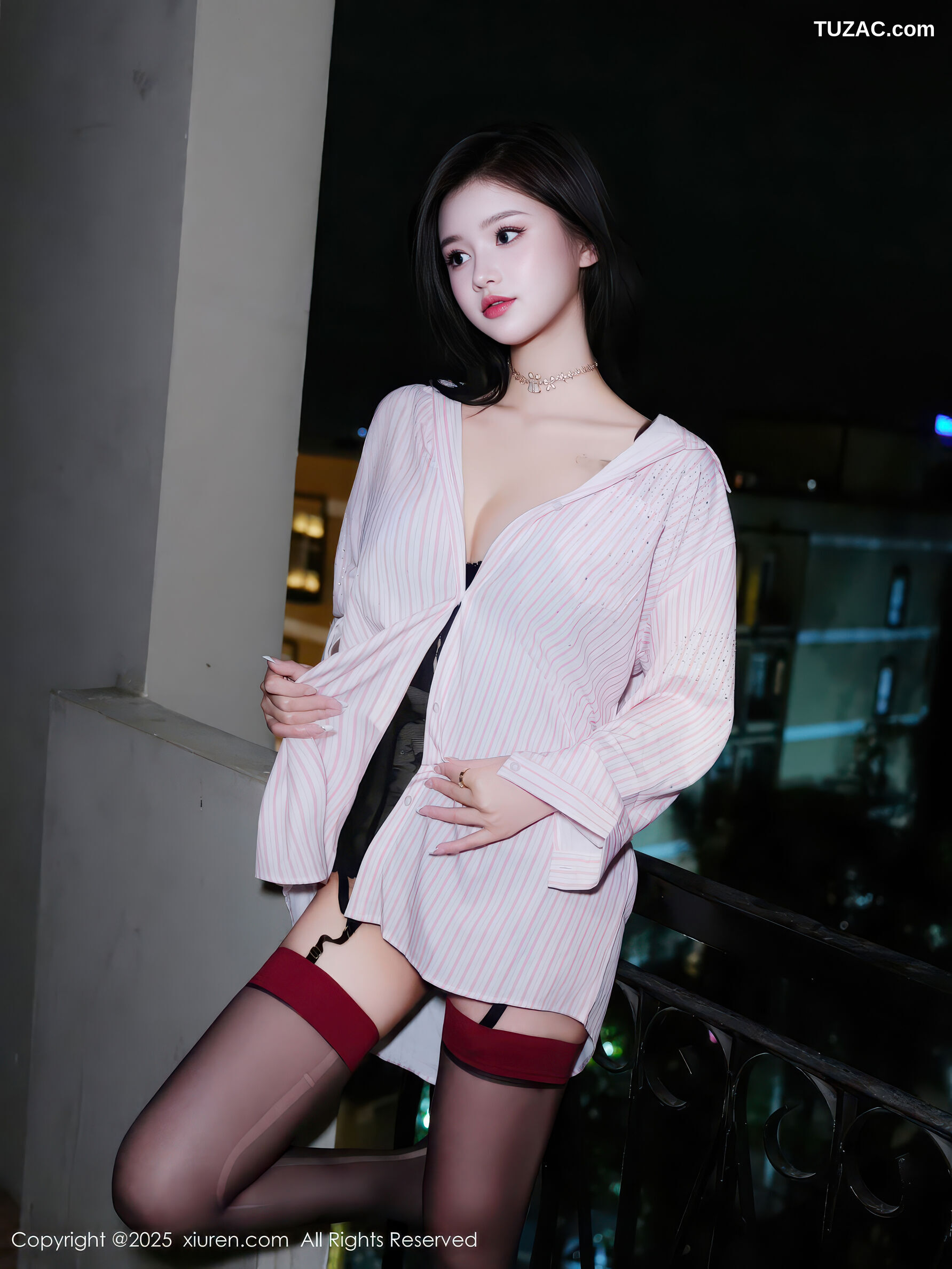 XiuRen秀人网-11139-特蕾莎-淡粉衬衫黑色情趣内衣黑丝-2025.12.23