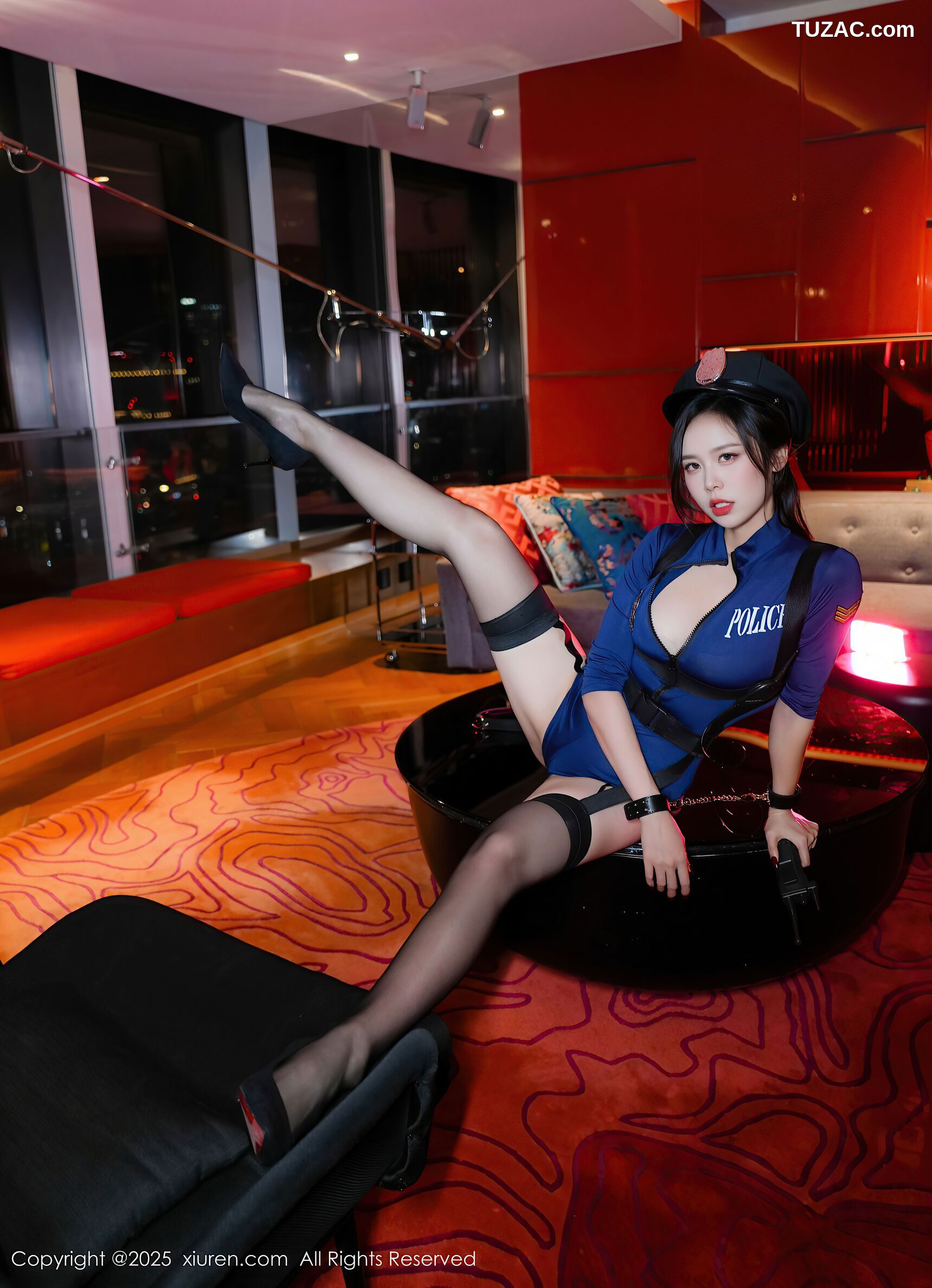 XiuRen秀人网-10569-玫瑰我爱你-情趣蓝色女警制服爆乳黑丝-2025.07.22